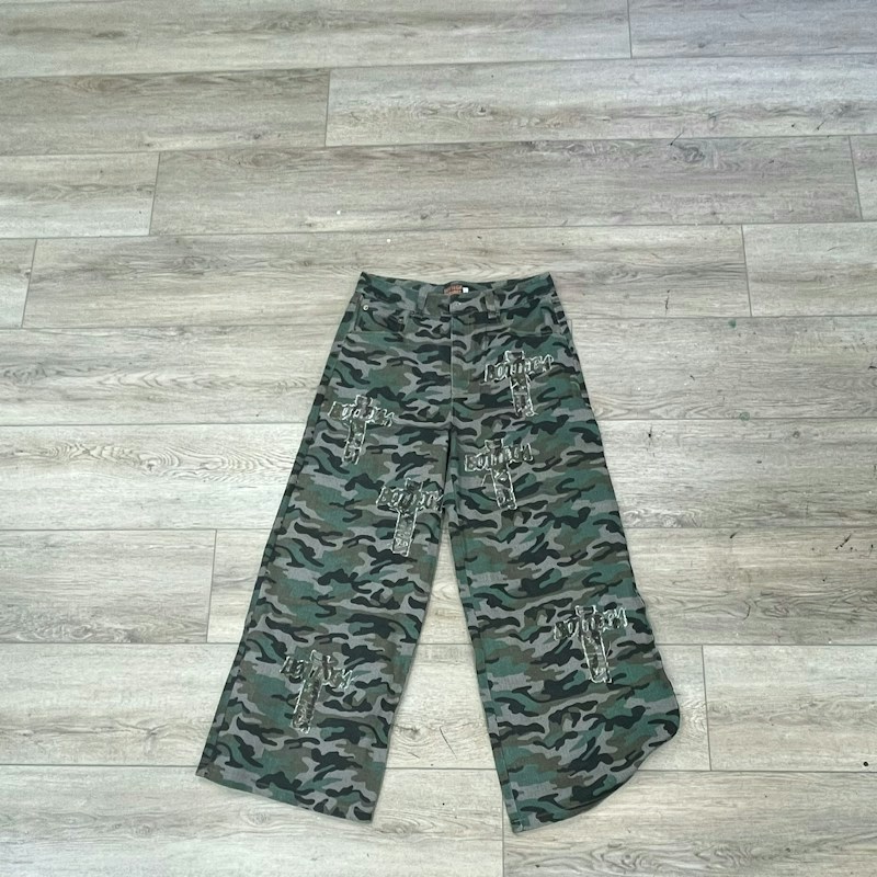 Bottega Desires Camo Cross Pants Green