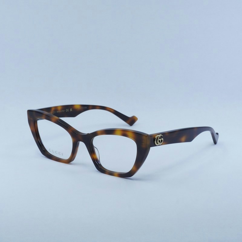 Gucci GG1334O 002 Cat Eye Eyeglasses Medium Havana 52mm