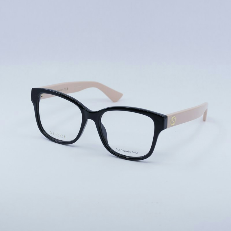 Occhiali da vista quadrati Gucci GG1340O 007 - Nero lucido/rosa 54 mm