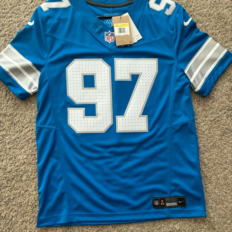 Maglia da gioco Nike Aidan Hutchinson Detroit Lions blu