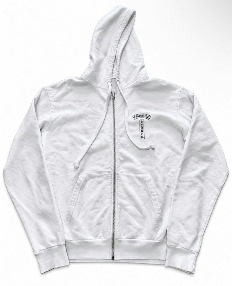 Chrome Hearts T Bar Zip Up Hoodie White