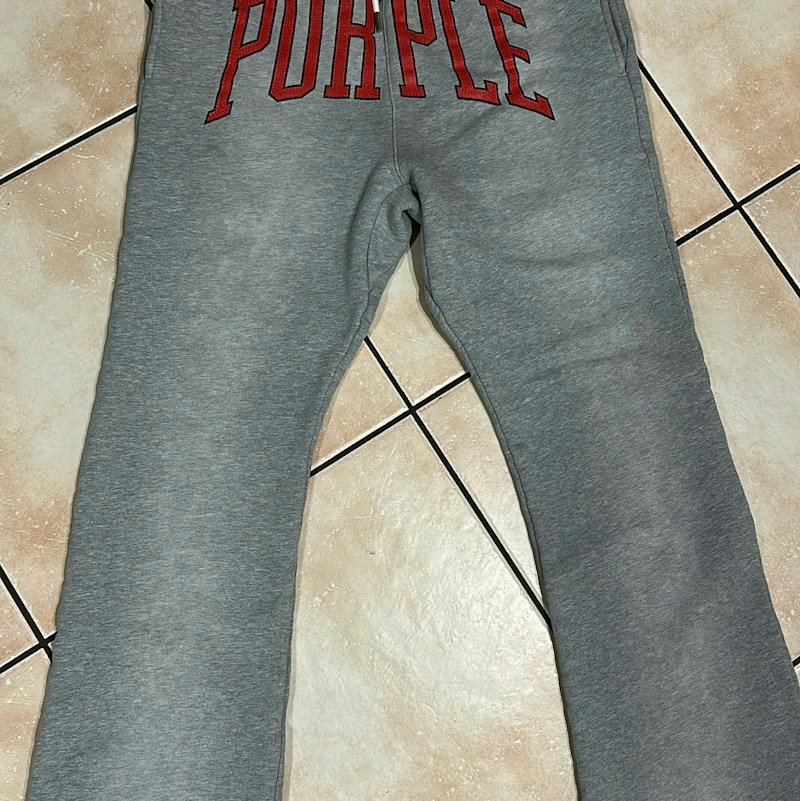 Purple Brand Logo Sweatpants Grey Red