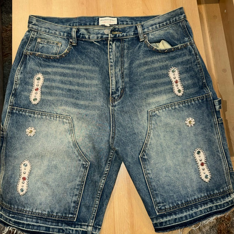 Japanese Sorrows Denim Cargo Shorts Blue