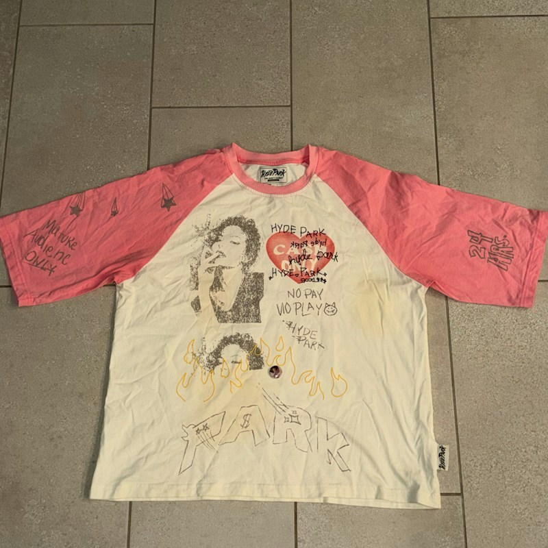 T-shirt Hyde Park Ringer blanc et rose