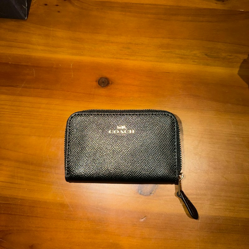Coach Zip Around Coin Case Black