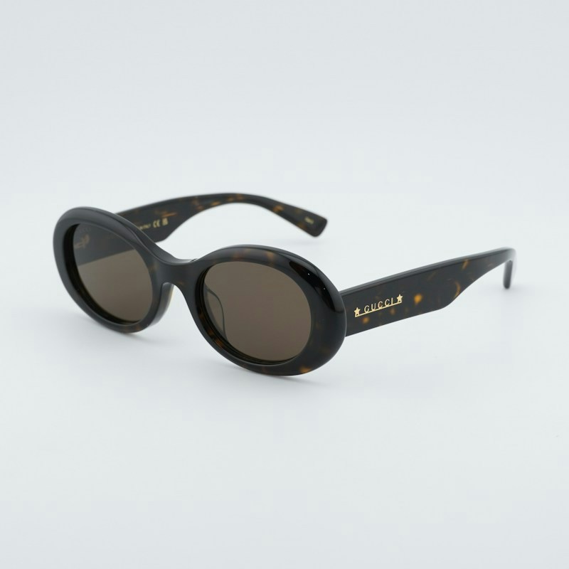 Gucci GG1587SA 002 Oval Sunglasses Dark Havana / Brown