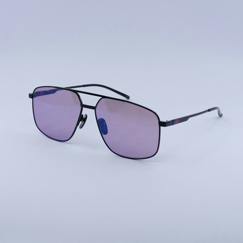 Gucci GG1676S 005 Aviator Sonnenbrille Schwarz/Violett