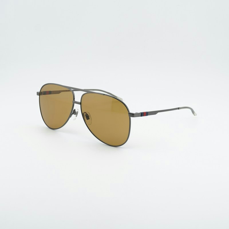 Gucci GG1677S 003 Aviator Sunglasses Ruthenium / Brown