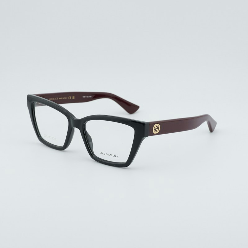 Gucci GG1715O 011 Cat Eye Brille, 55 mm, Schwarz/Rot