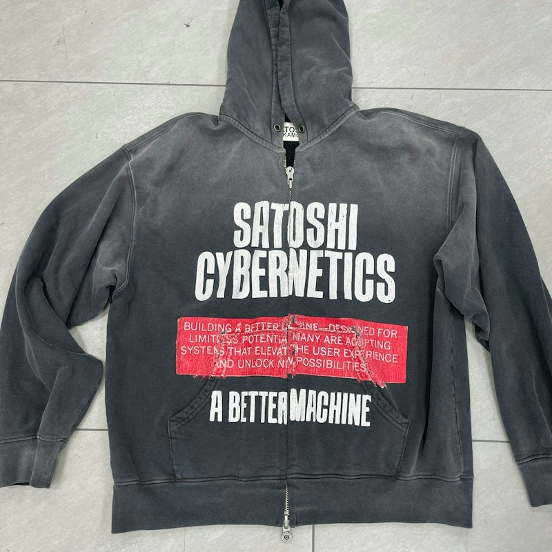 Satoshi Cybernetics Full Zip Hooded Sweatshirt Black