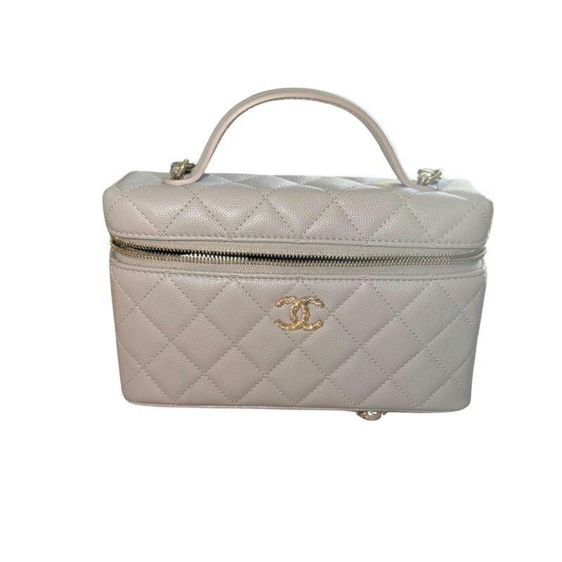 Chanel gesteppter Kosmetikkoffer, hellgrau
