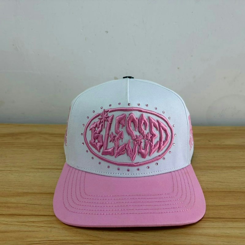 Star Blessed Snapback Hat White Pink