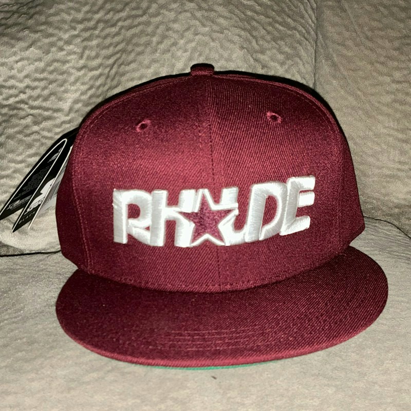 Rhude x Starter The Natural Snapback Hat Burgundy Logo