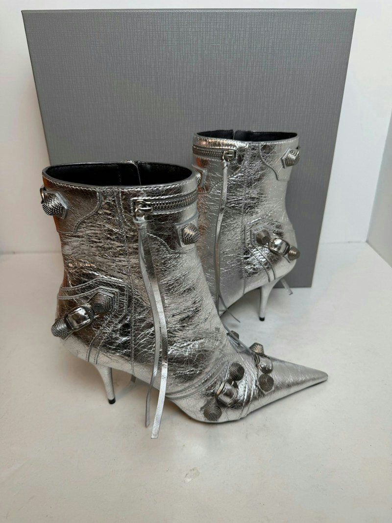 Balenciaga Cagole H90 Metallic Boots Silver (Women's)