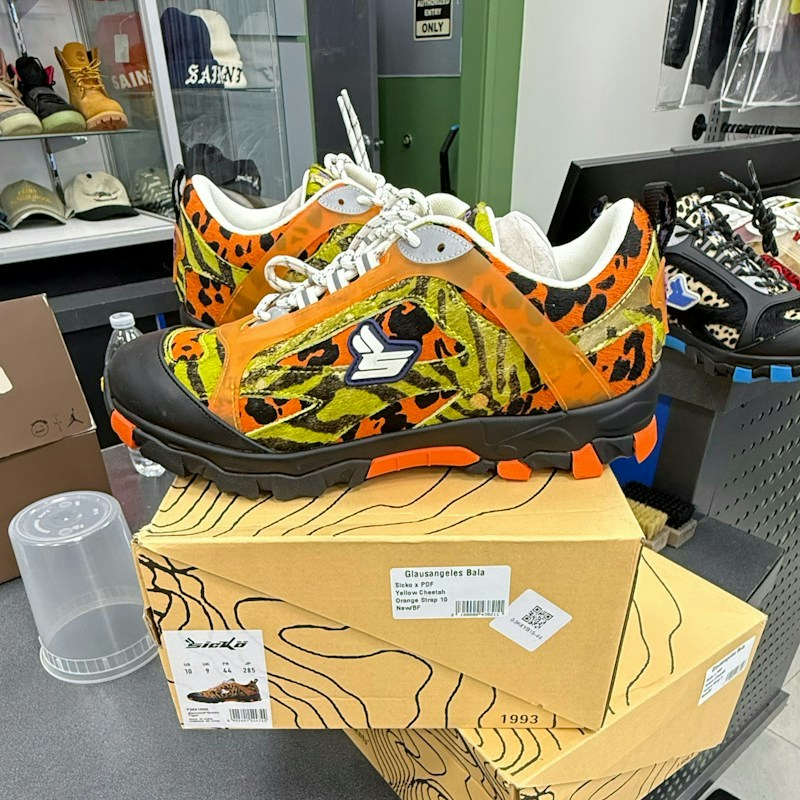 Sicko PDF Hiking Shoes Yellow Cheetah Orange Strap