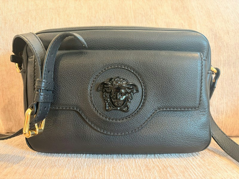 Versace La Medusa Leather Camera Bag Black