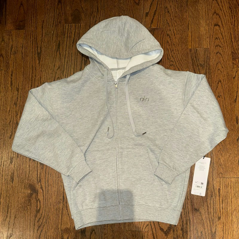Alo Yoga Accolade Full Zip Hoodie Heather Grey