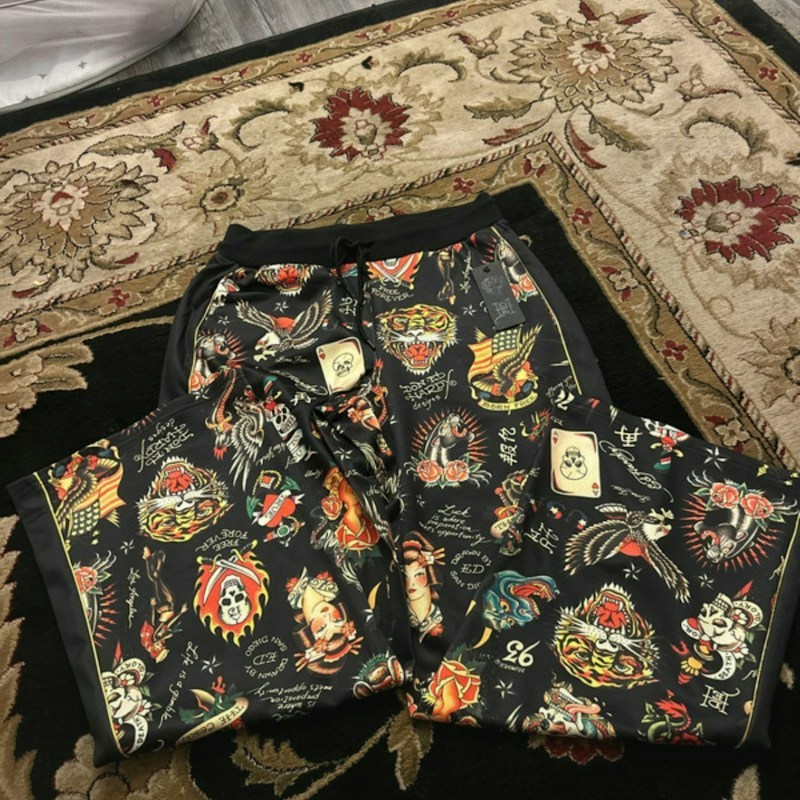 Ed Hardy All-Over-Print Tattoo-Jogginghose Schwarz