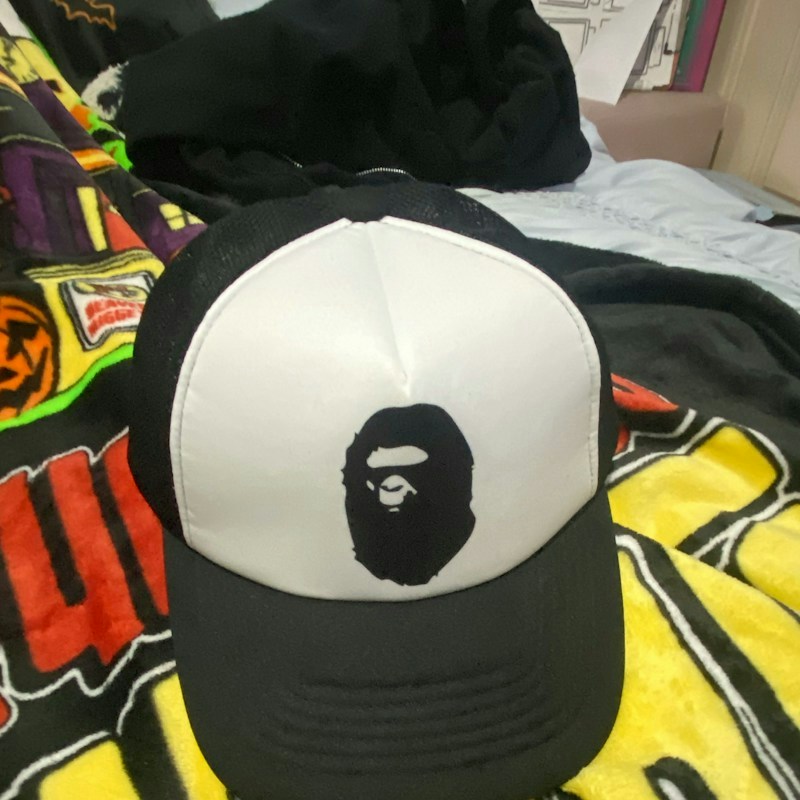BAPE Trucker Hat Black White