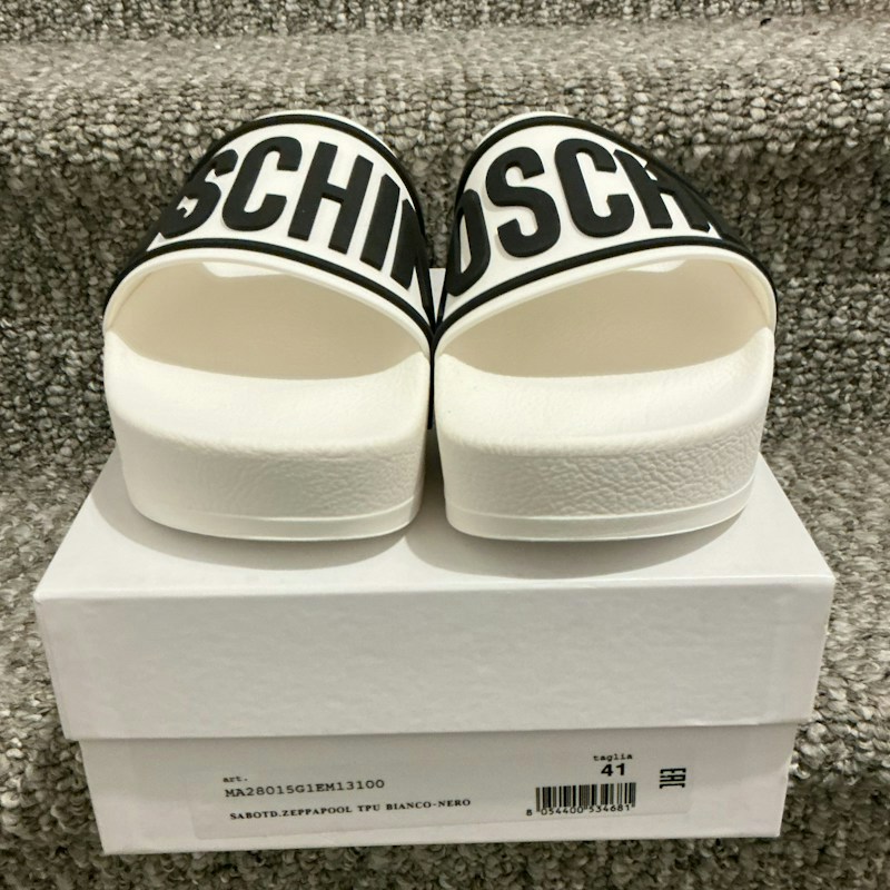 Moschino Platform Slide White Black