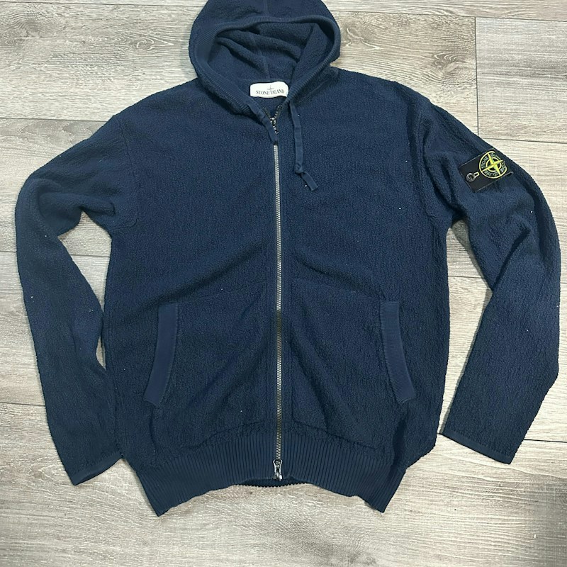Stone Island Zip Hooded Sweatshirt Blue