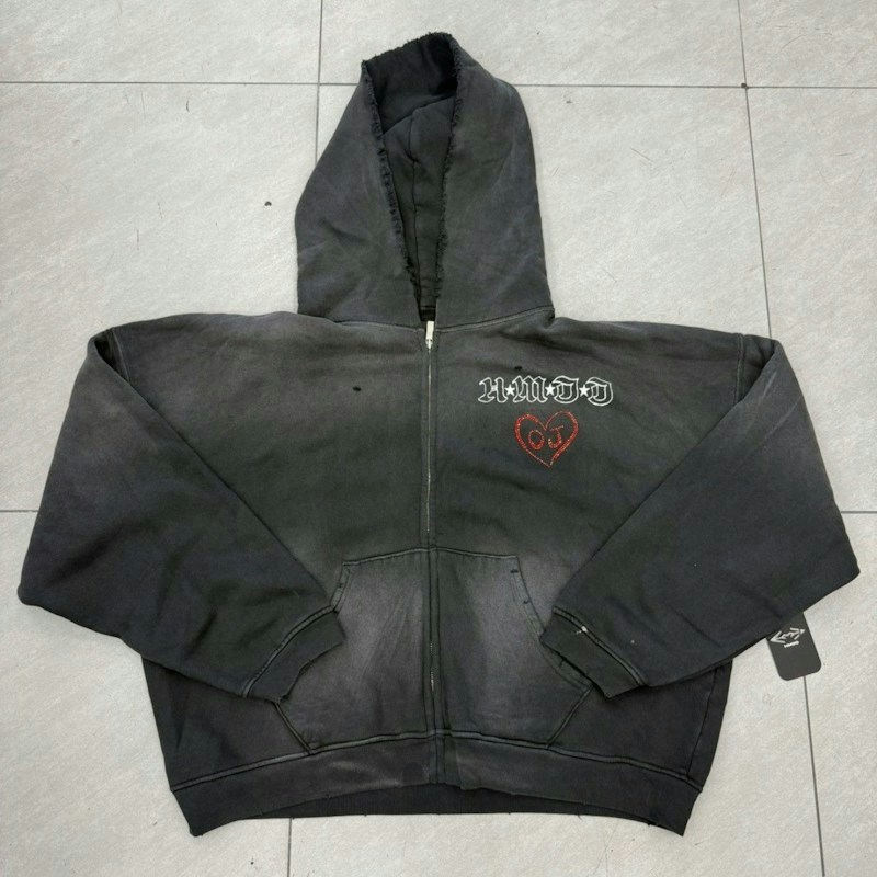 HMDD OJ Kapuzensweatshirt mit Reißverschluss Schwarz
