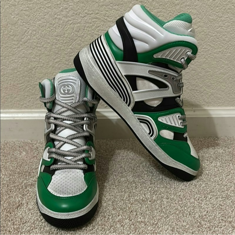 Gucci Basket High Top Sneaker White Green