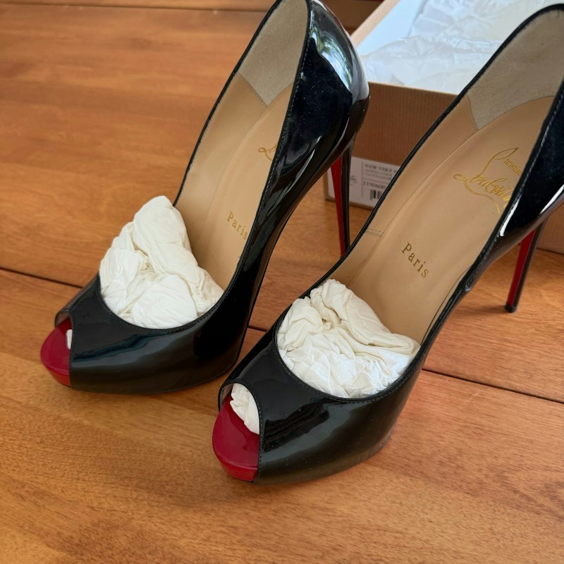 Christian Louboutin New Very Prive 120 Black Red Patent