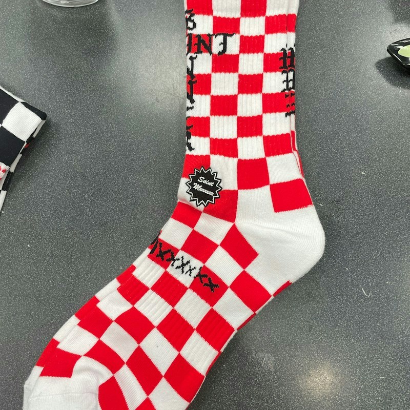 Calzini a quadretti Saint Mxxxxxx rosso bianco