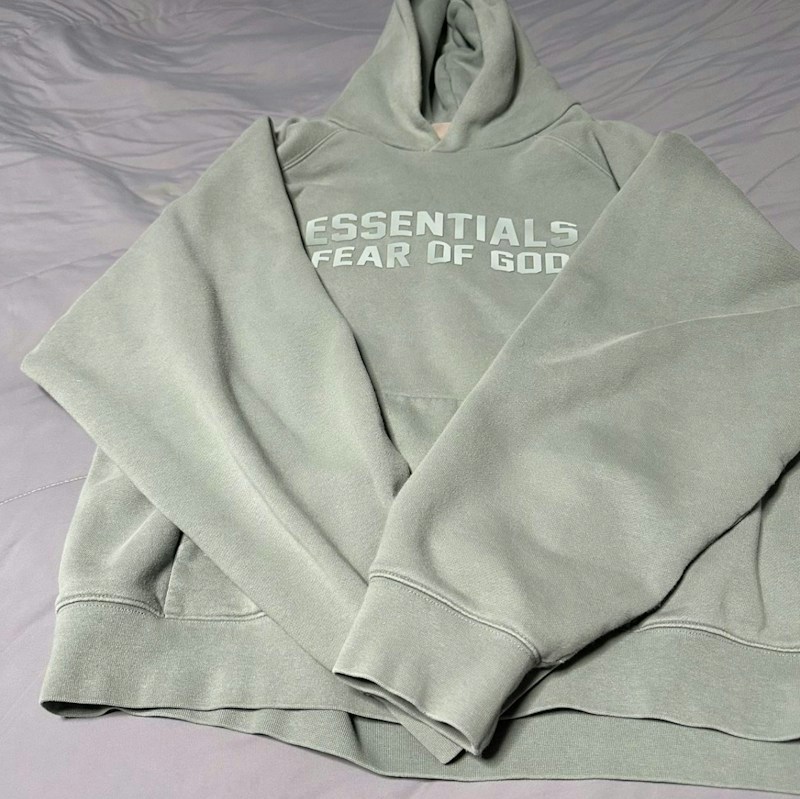 Felpa con cappuccio Fear of God Essentials verde acqua
