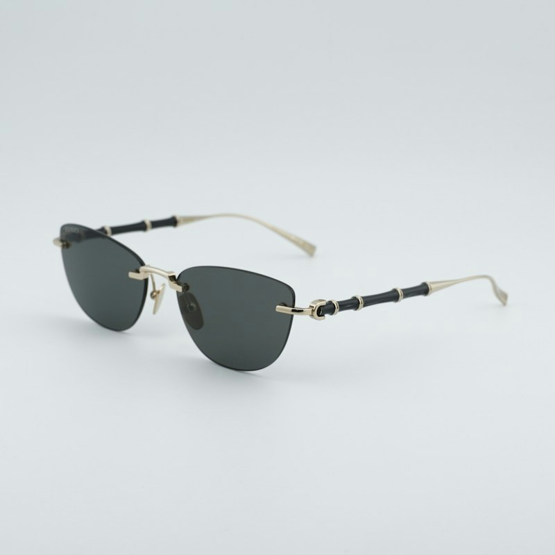 Gucci GG2063S 002 Cat Eye Sunglasses Shiny Endura Gold/Grey
