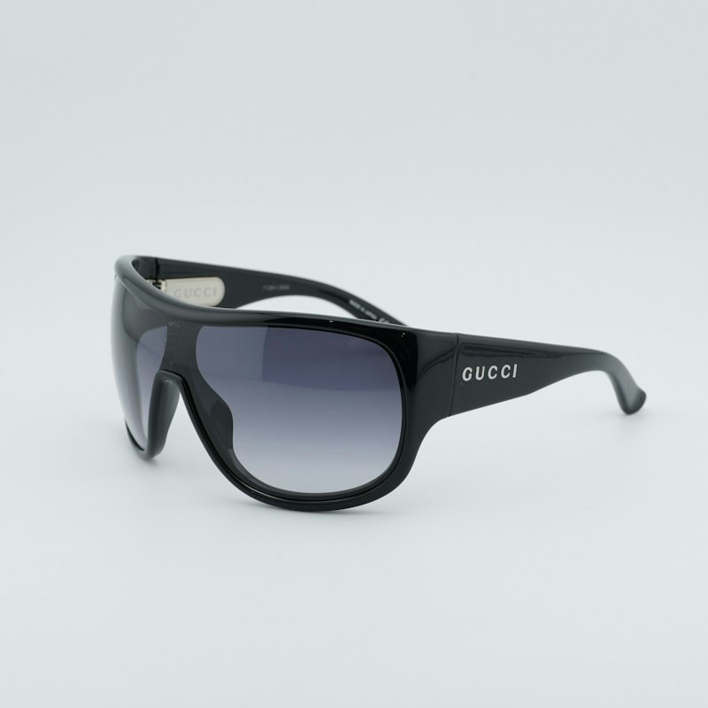 Gucci GG2168S 008 Shield Sunglasses Shiny Black/Grey Gradient