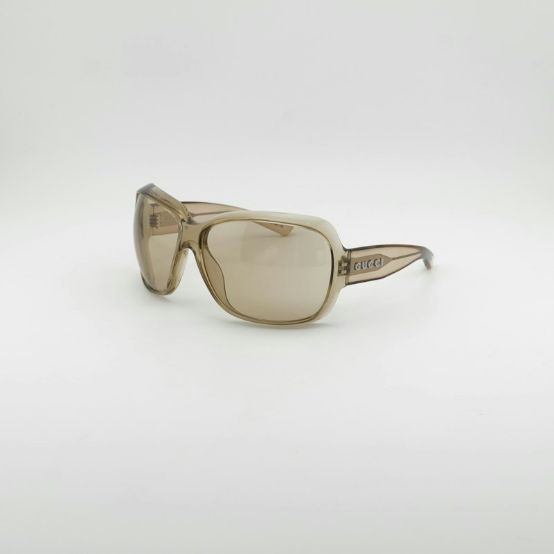 Gucci GG2176S 006 Rectangle Sunglasses Shiny Transparent Beige/Beige