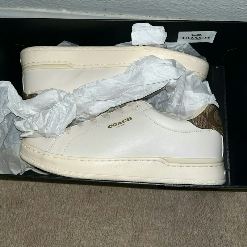 Coach Clip Leather Low Top Chalk Khaki (Women's)