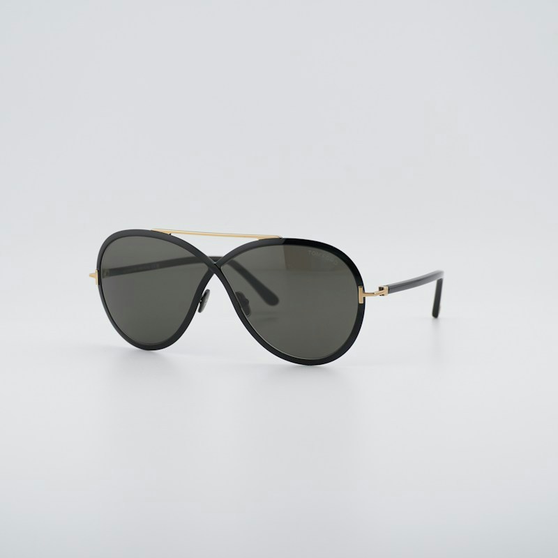 Tom Ford Rickie FT1007 01A Aviator Sunglasses Black / Smoke