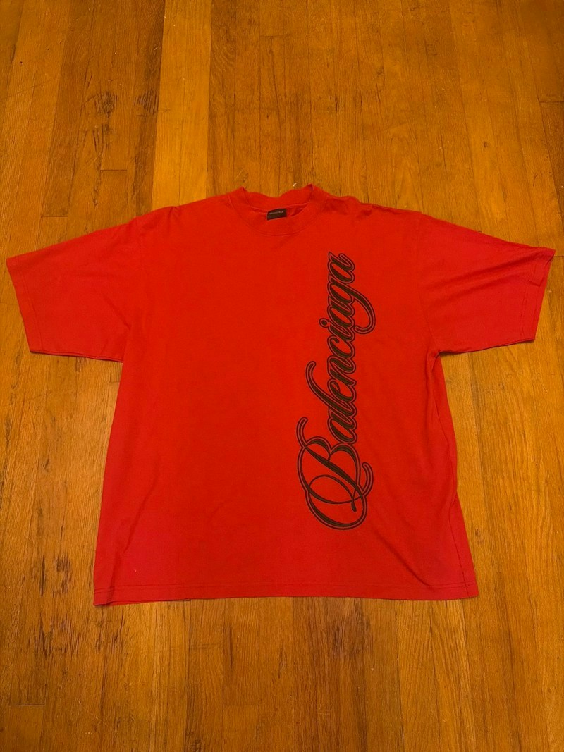 Balenciaga Script Logo Red T-Shirt