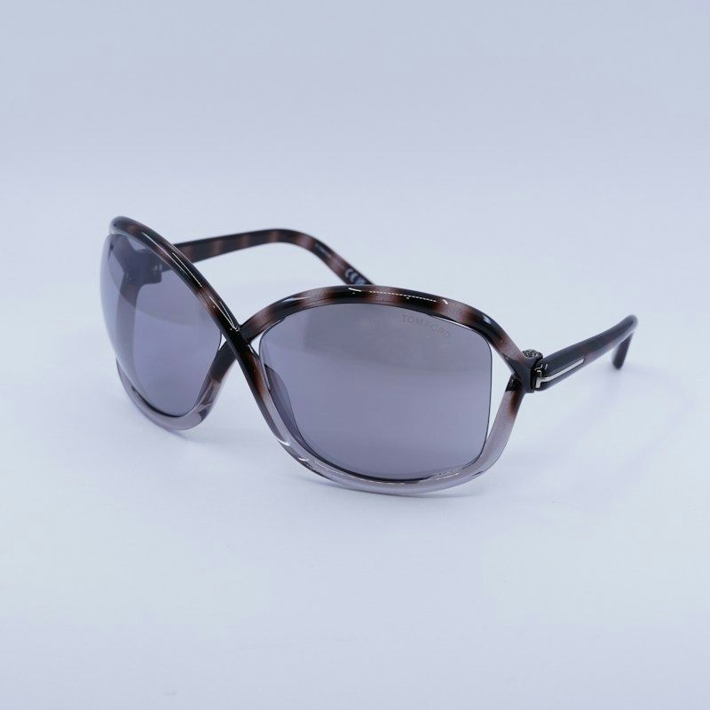 Tom Ford Bettina FT1068 55C Geometric Sunglasses Gradient Grey Havana /Smoke Grey
