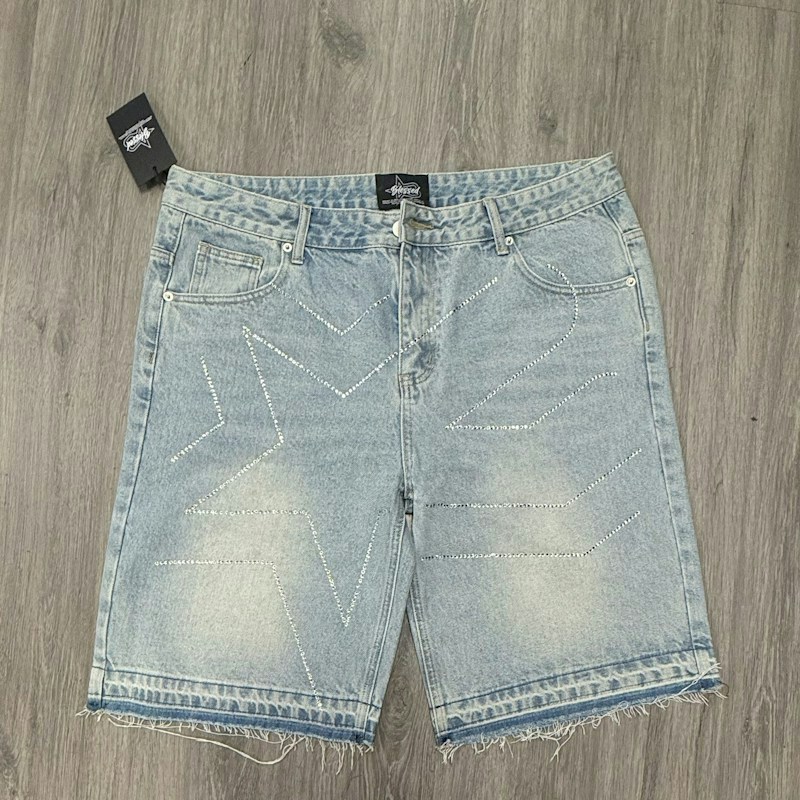 Star Blessed Denim Shorts Light Blue