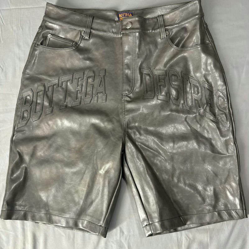 Bottega Desires Leather Shorts Black/Grey