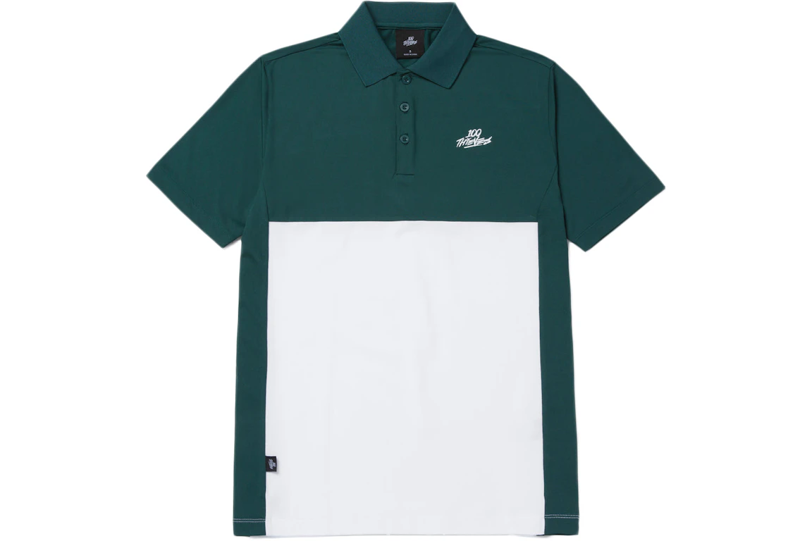 100 Thieves Country Club Par Short Sleeve Polo Forest/White