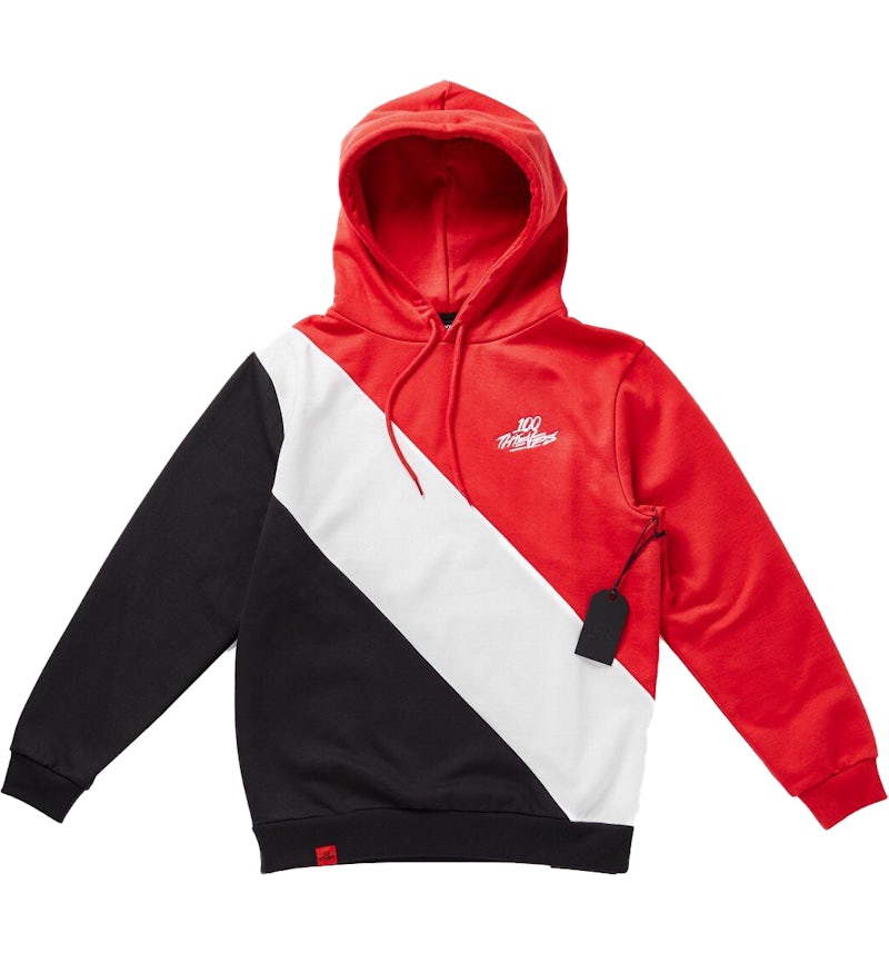 100 Thieves Tri Color Hoodie Red Black White Men s SS19 US