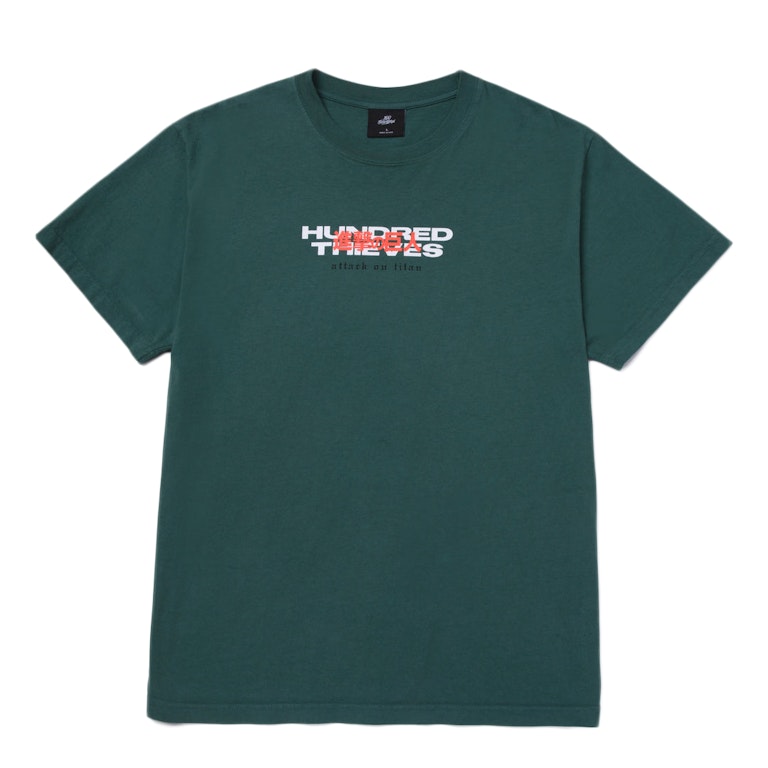 Pre-owned 100 Thieves X Attack On Titan R.a.b. T-shirt Green