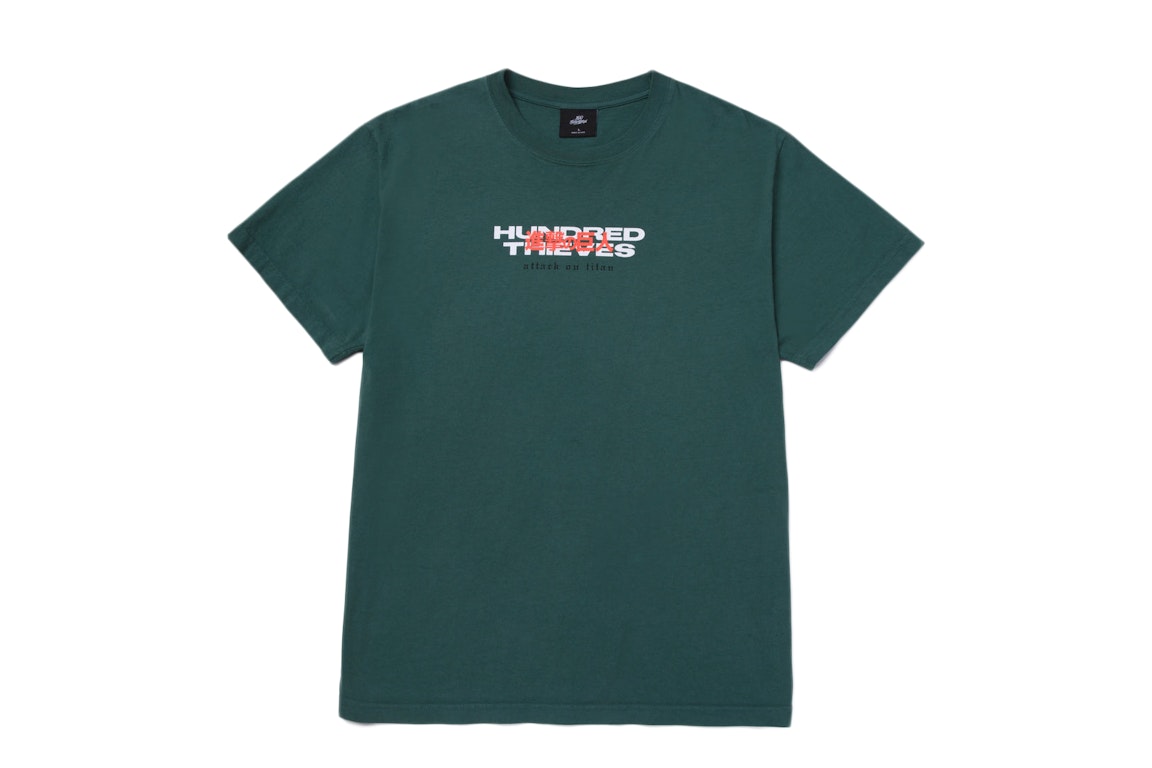 Pre-owned 100 Thieves X Attack On Titan R.a.b. T-shirt Green