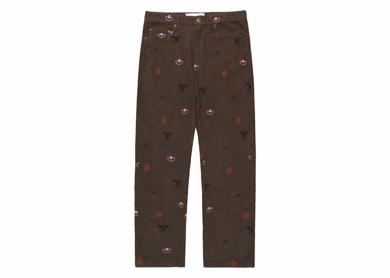 100 Thieves x Pokémon Charizard Corduroy Pants Brown Men's