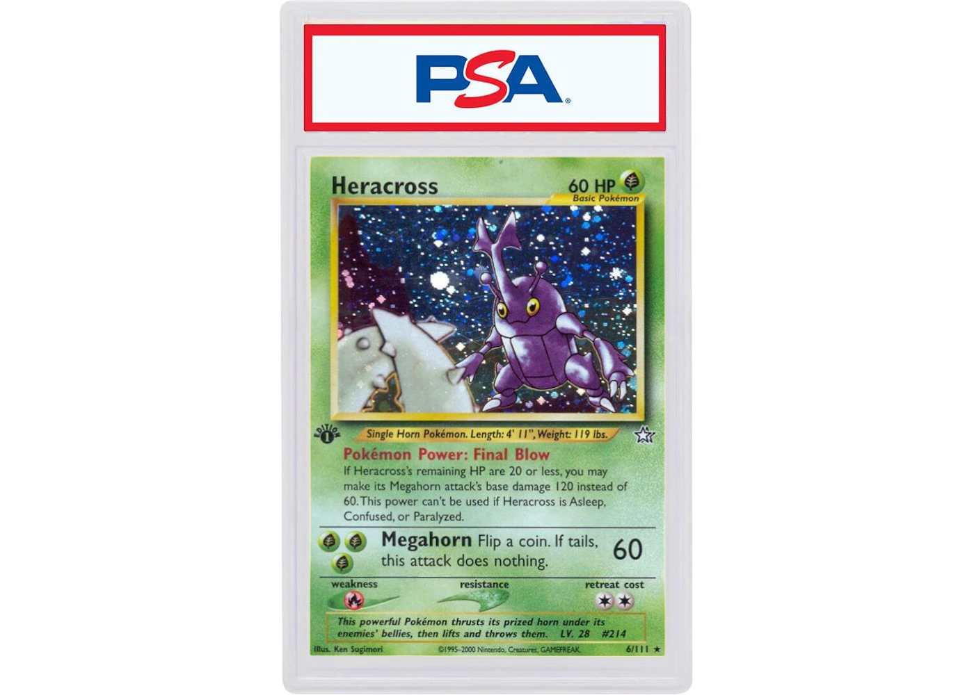 2000 Pokemon Neo Genesis 1st Edition 6 Heracross-Holo (PSA or BGS Graded) - 2000 - US 2000 Pokemon Neo Genesis 1st Edition 6 Heracross-Holo (PSA or BGS Graded) - 2000 - US