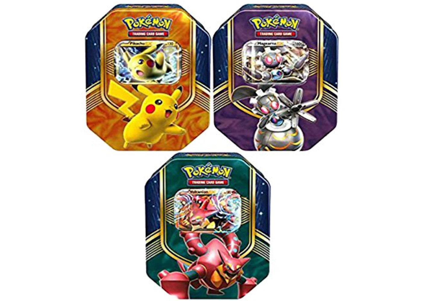2016 Pokemon TCG Battle Heart Tin Volcanion EX/Magearna EX/Pikachu EX Lot - GB 2016 Pokemon TCG Battle Heart Tin Volcanion EX/Magearna EX/Pikachu EX Lot - GB