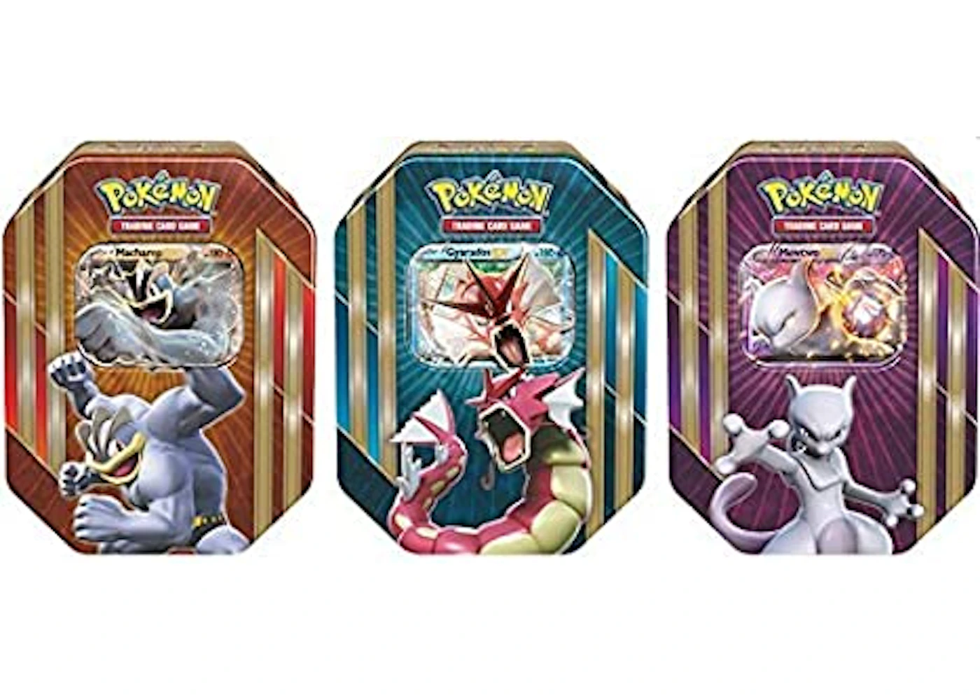 2016 Pokemon TCG Triple Power Tin Mewtwo EX/Machamp EX/Shiny Gyarados EX Lot - US 2016 Pokemon TCG Triple Power Tin Mewtwo EX/Machamp EX/Shiny Gyarados EX Lot - US