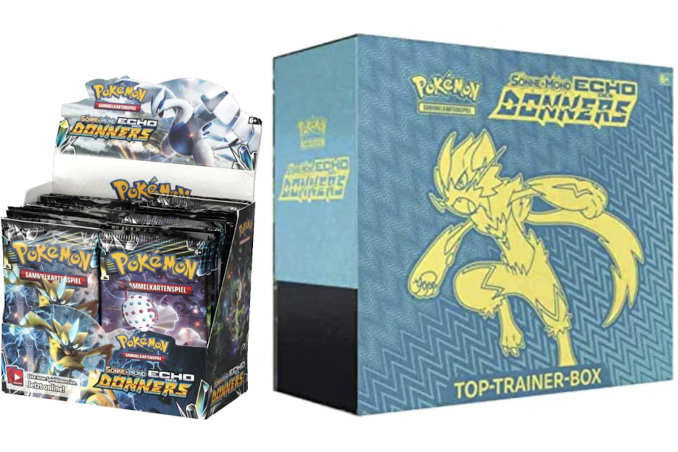 Pokémon TCG Sonne & Mond Echo des Donners Top Trainer Box/Booster Box 2x Bundle