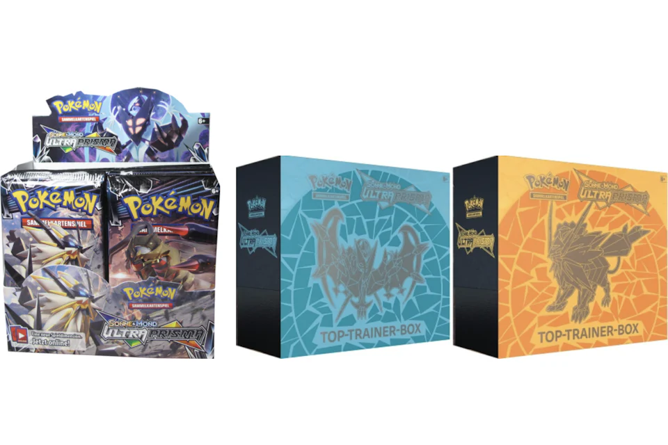 Pokémon TCG Sonne & Mond Ultra-Prisma Top Trainer Box/Booster Box 3x Bundle