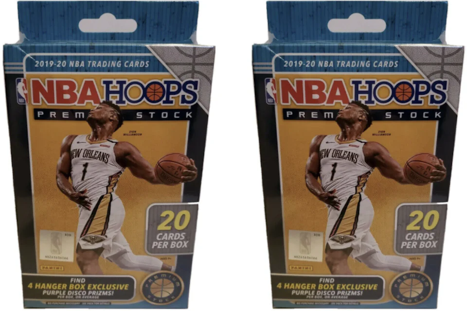 2019-20 Panini NBA Hoops Premium Stock Basketball Hanger Box 20 ct. Purple Disco Prizms 2x Lot